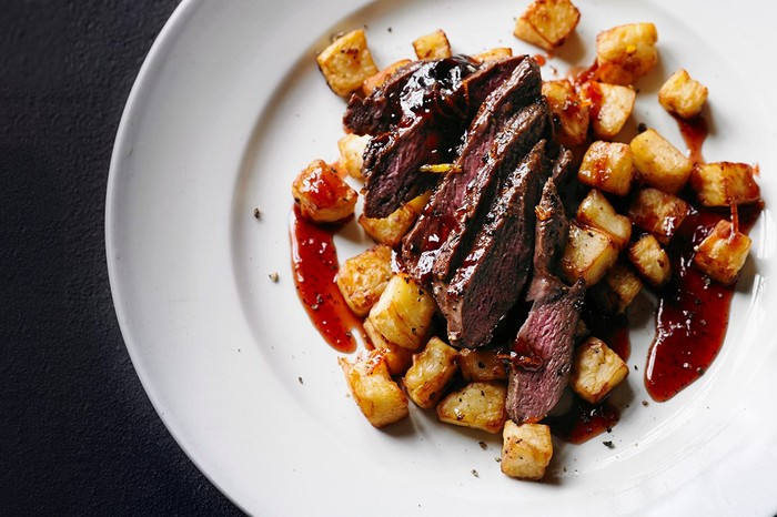 venison steak with celeriac