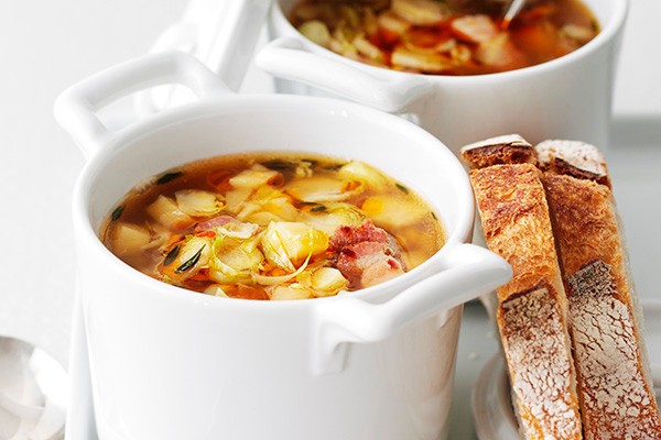 Bacon, Brussels And Chilli Broth Recipe