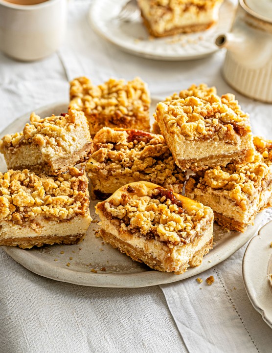 Caramelised apple and brown butter cheesecake bars 