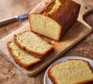 Sliced madeira cake on a board