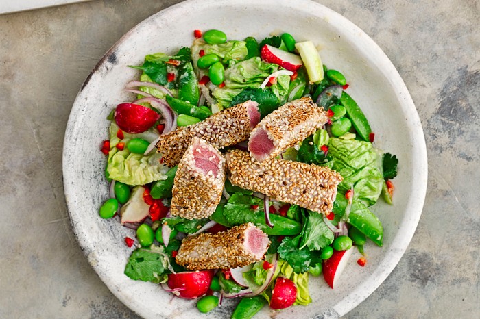 Sesame Crusted Tuna Recipe with Miso Dressing
