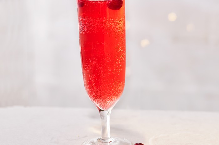 Cranberry and ginger fizz in a glass