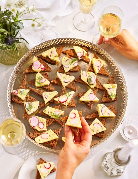 A tray of radish butter terrine, ready to serve