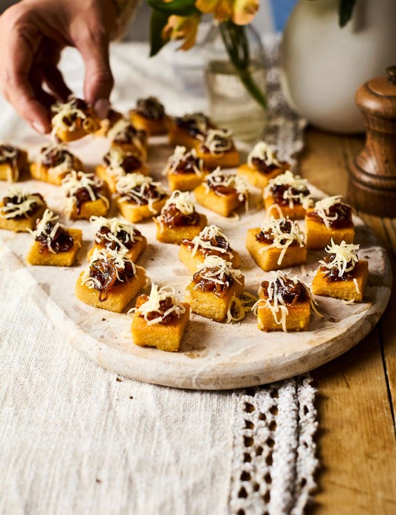 A tray of cheesy polenta bites
