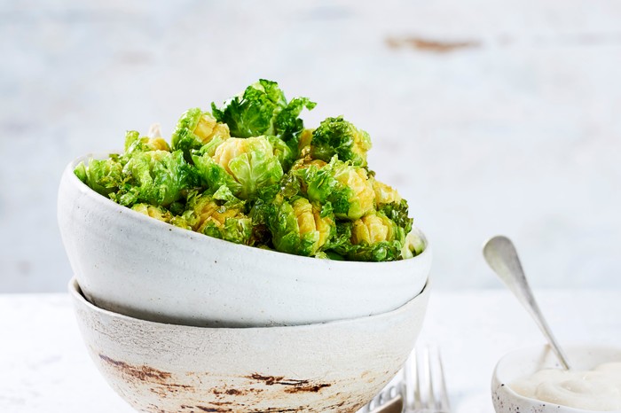 Deep Fried Brussels Sprouts Recipe with Tahini