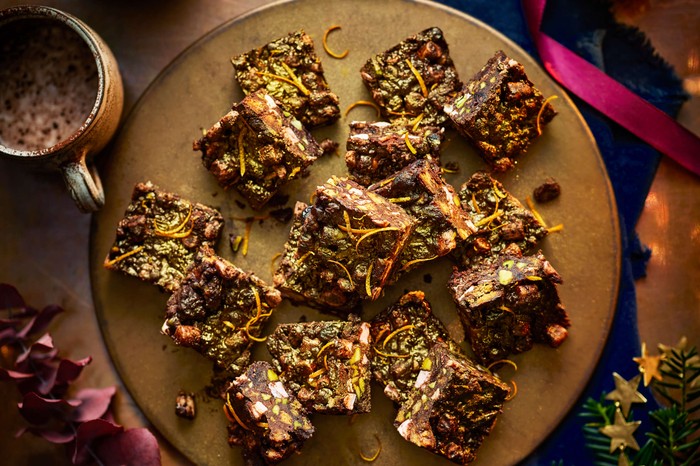 A plate of rocky road squares